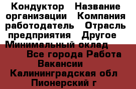 Кондуктор › Название организации ­ Компания-работодатель › Отрасль предприятия ­ Другое › Минимальный оклад ­ 12 000 - Все города Работа » Вакансии   . Калининградская обл.,Пионерский г.